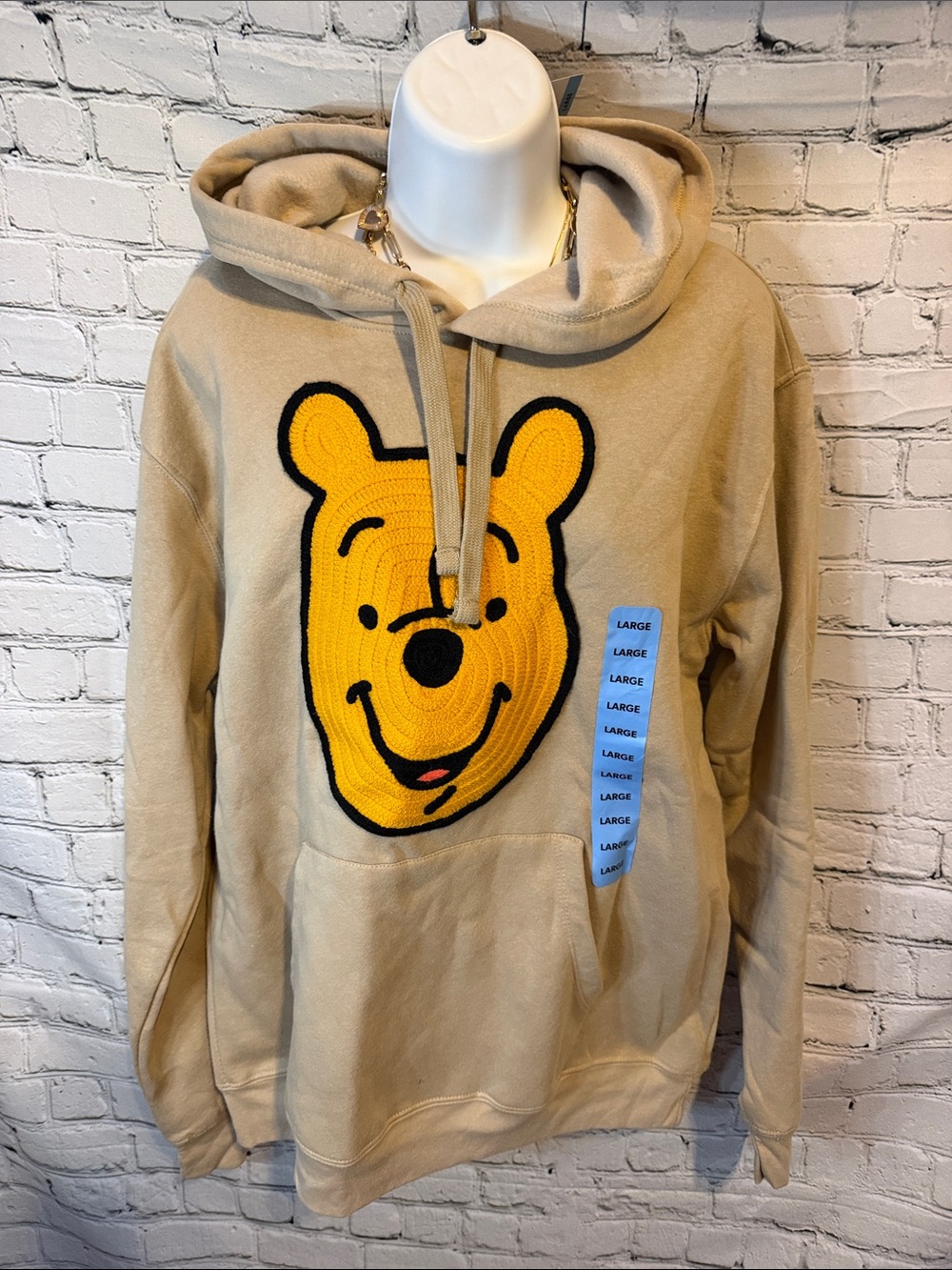 Brand New (NWT) Disney Winnie the Pooh sand/beige pullover hoodie, size Large